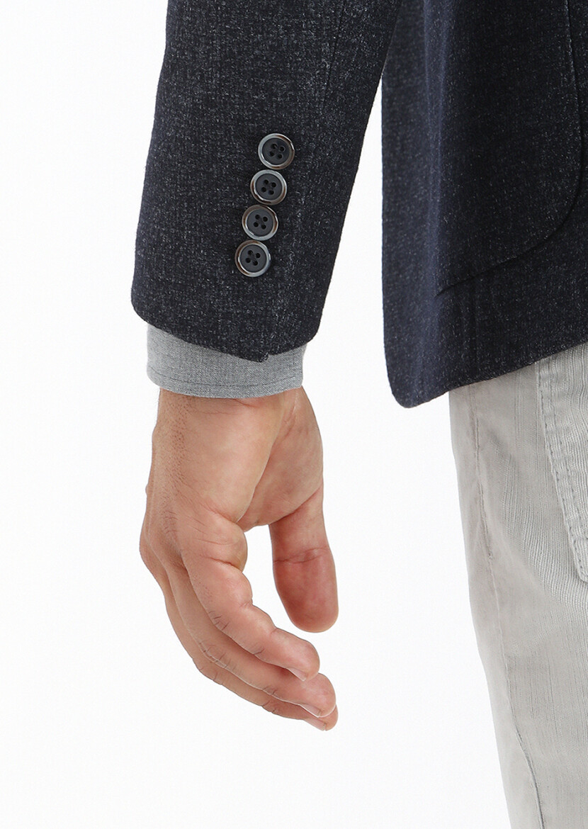 Indigo Micro Zeroweight Slim Fit Wool Blended Jacket - 4