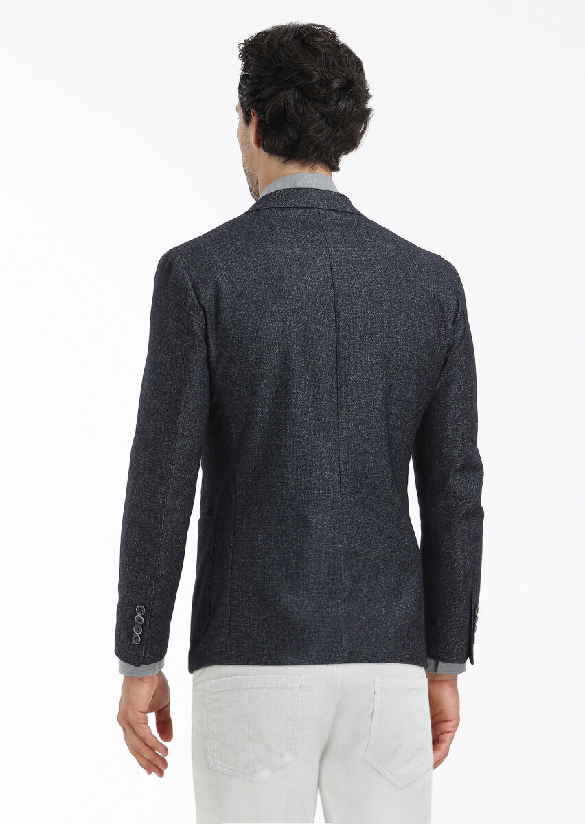 Indigo Micro Zeroweight Slim Fit Wool Blended Jacket - 5