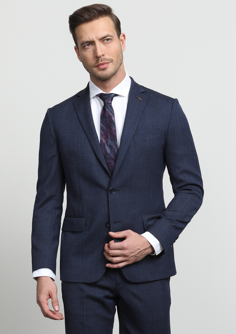 Indigo Micro Zeroweight Slim Fit Wool Blended Suit - 3