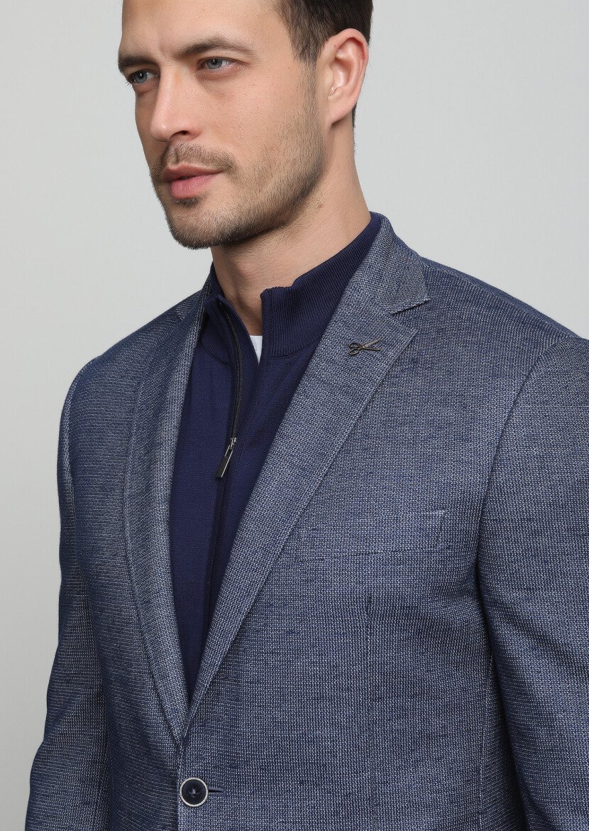 İndigo Mikro Zeroweight Slim Fit Pamuk Karışımlı Örme Ceket - 2