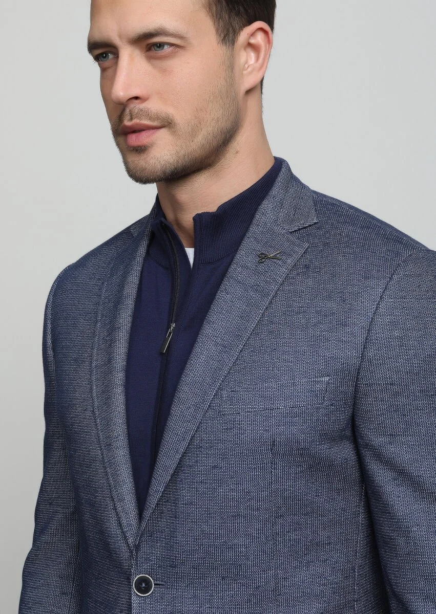 İndigo Mikro Zeroweight Slim Fit Pamuk Karışımlı Örme Ceket - 2