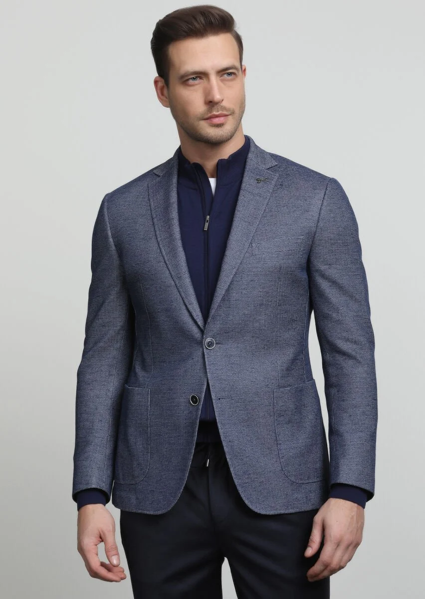 İndigo Mikro Zeroweight Slim Fit Pamuk Karışımlı Örme Ceket - 3