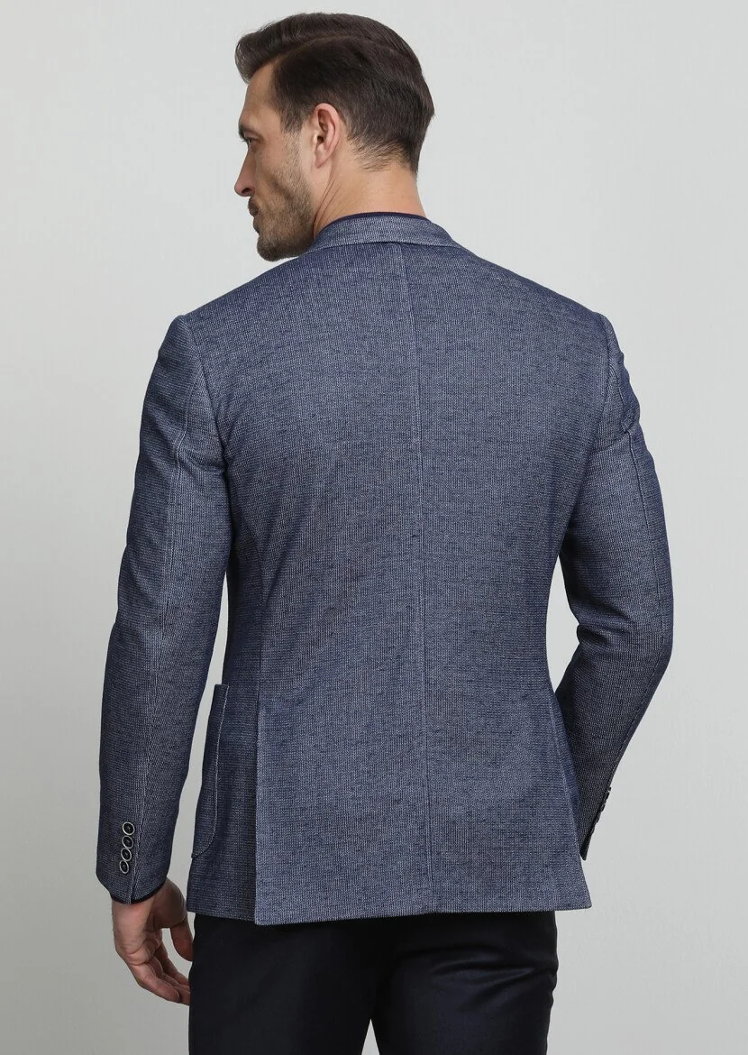 İndigo Mikro Zeroweight Slim Fit Pamuk Karışımlı Örme Ceket - 4
