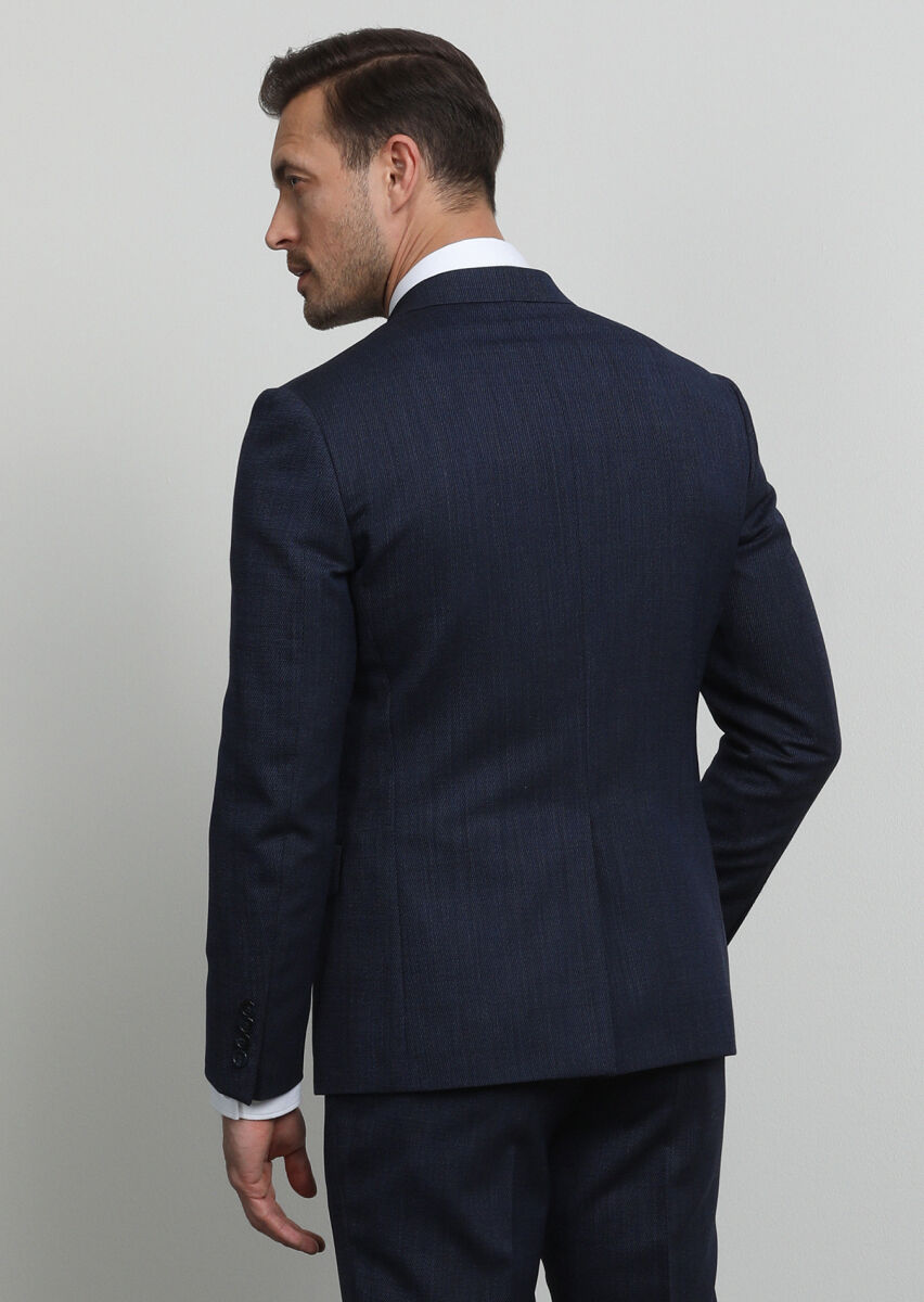 İndigo Mikro Zeroweight Slim Fit Yün Karışımlı Takım Elbise - 4