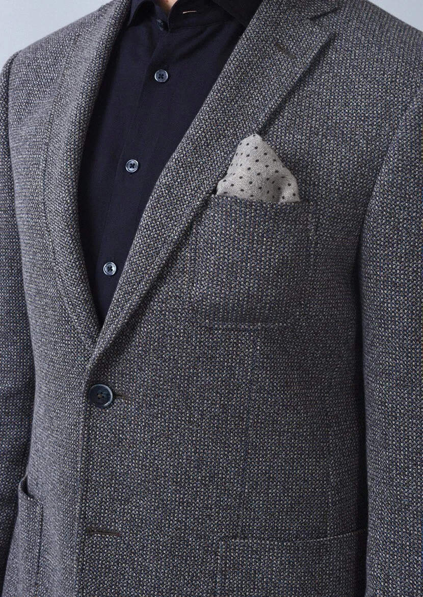 Indigo Patterned Zeroweight Slim Fit 100% Cotton Jacket - 2