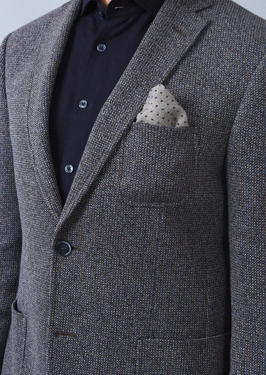 Indigo Patterned Zeroweight Slim Fit 100% Cotton Jacket - 2