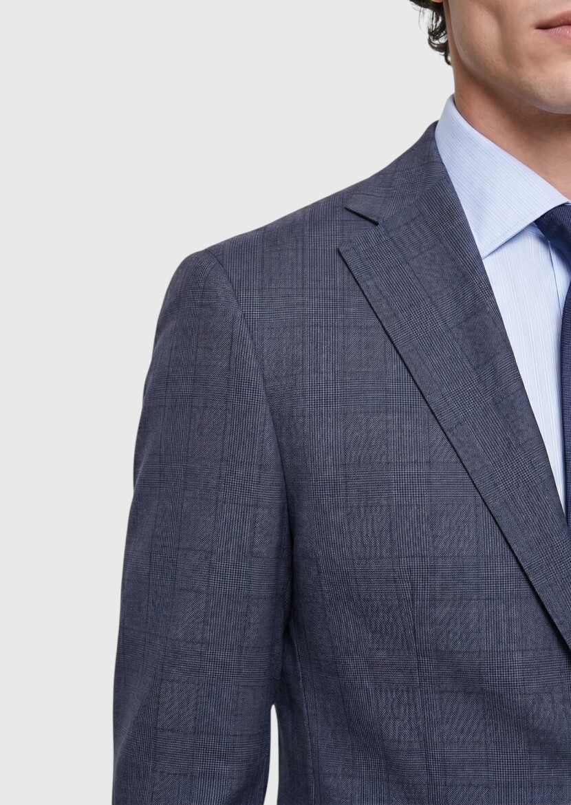 Indigo Plain Modern Fit 100% Wool Suit - 3