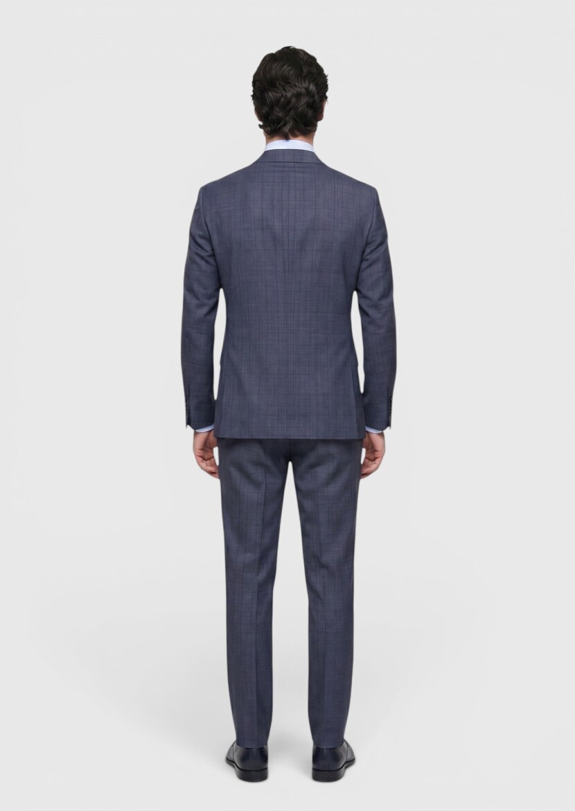 Indigo Plain Modern Fit 100% Wool Suit - 5