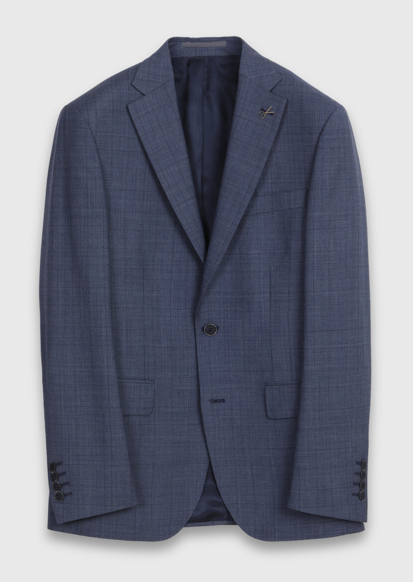 Indigo Plain Modern Fit 100% Wool Suit - 6