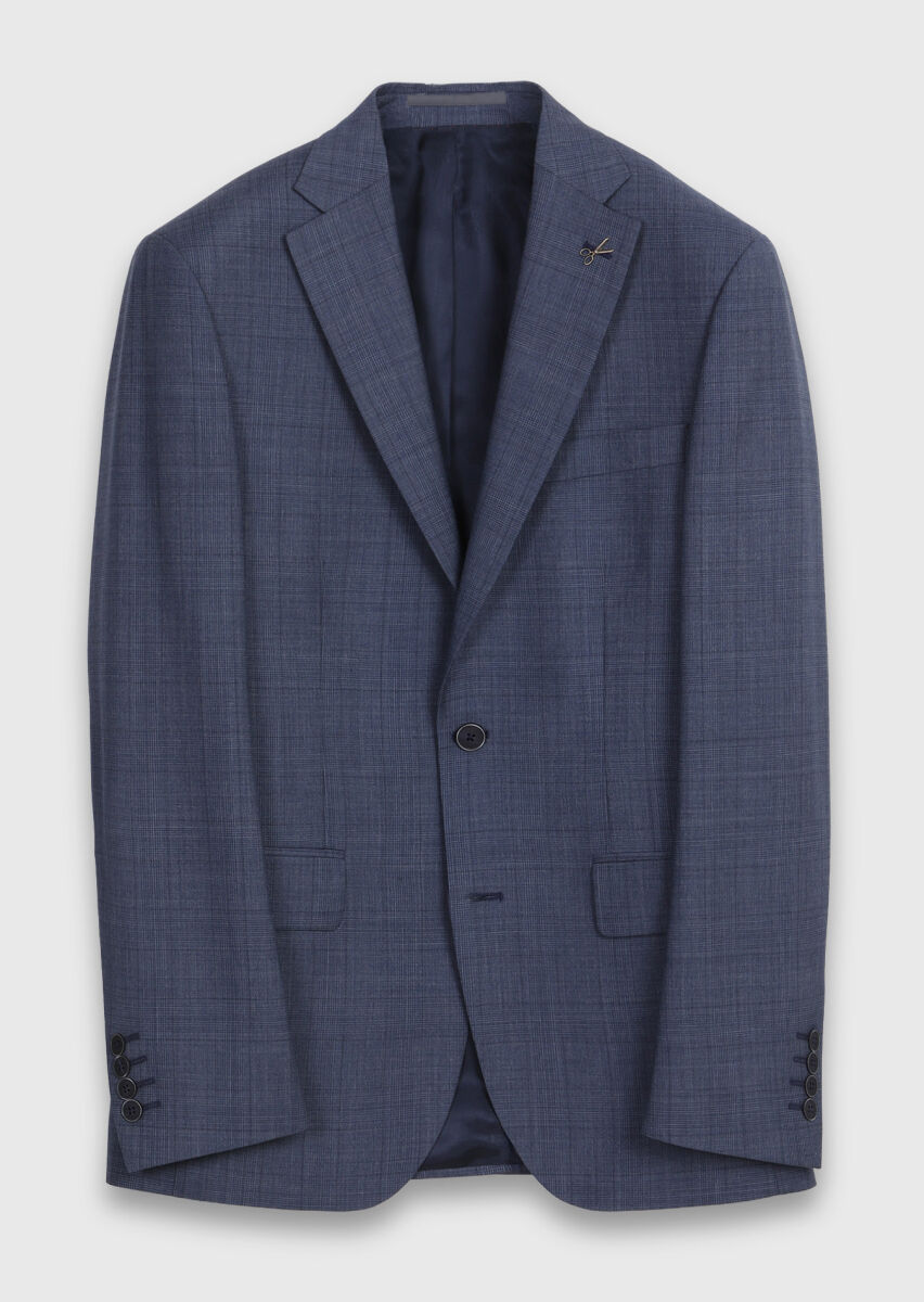 Indigo Plain Modern Fit 100% Wool Suit - 6