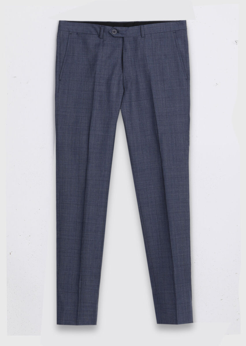 Indigo Plain Modern Fit 100% Wool Suit - 7
