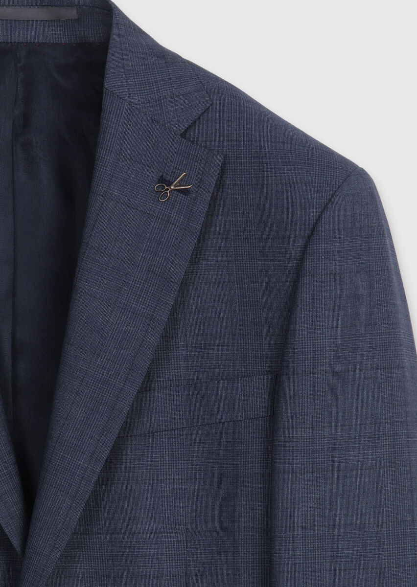 Indigo Plain Modern Fit 100% Wool Suit - 8