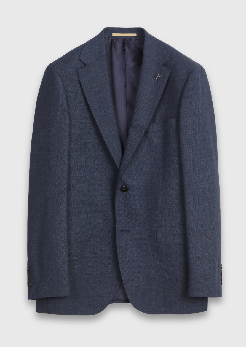 Indigo Plain Regular Fit 100% Wool Suit - 5