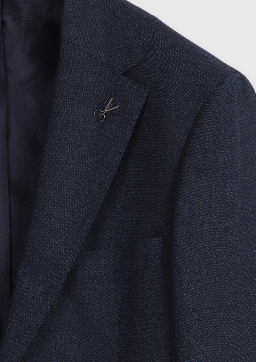 Indigo Plain Regular Fit 100% Wool Suit - 7