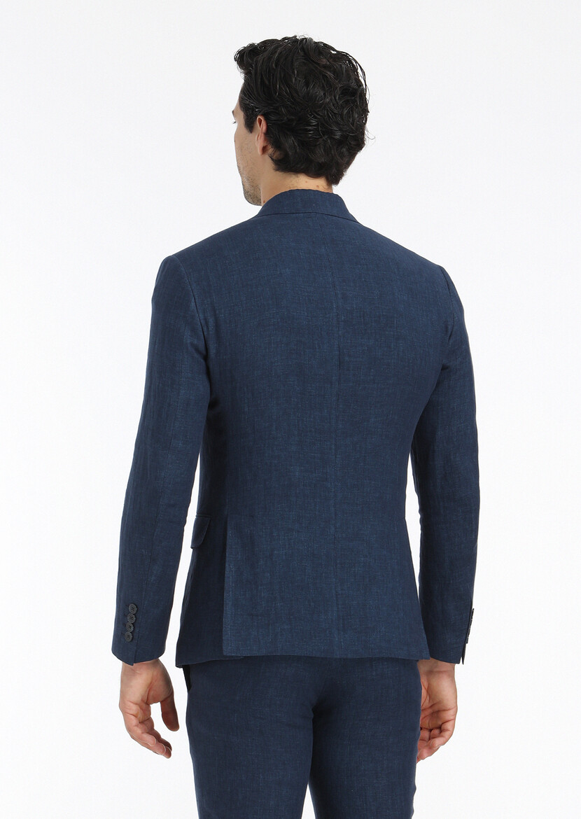 Indigo Plain Zeroweight Slim Fit 100% Linen Suit - 7