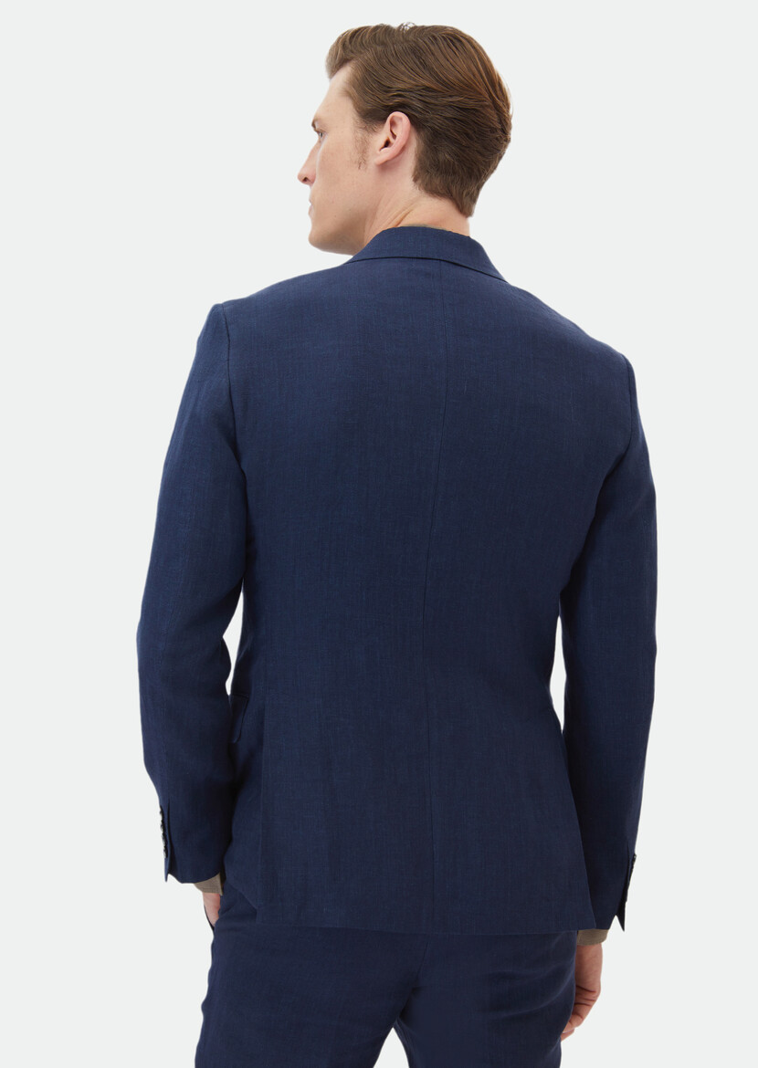 Indigo Plain Zeroweight Slim Fit 100% Linen Suit - 8