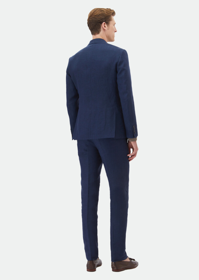 Indigo Plain Zeroweight Slim Fit 100% Linen Suit - 9