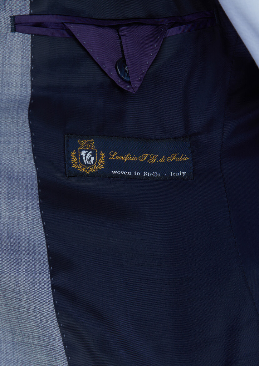 Indigo Plain Zeroweight Slim Fit 100% Wool Suit - 5