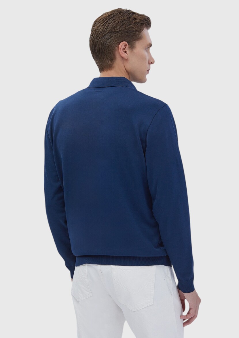 Indigo Polo Neck Plain Sweatshirt - 5