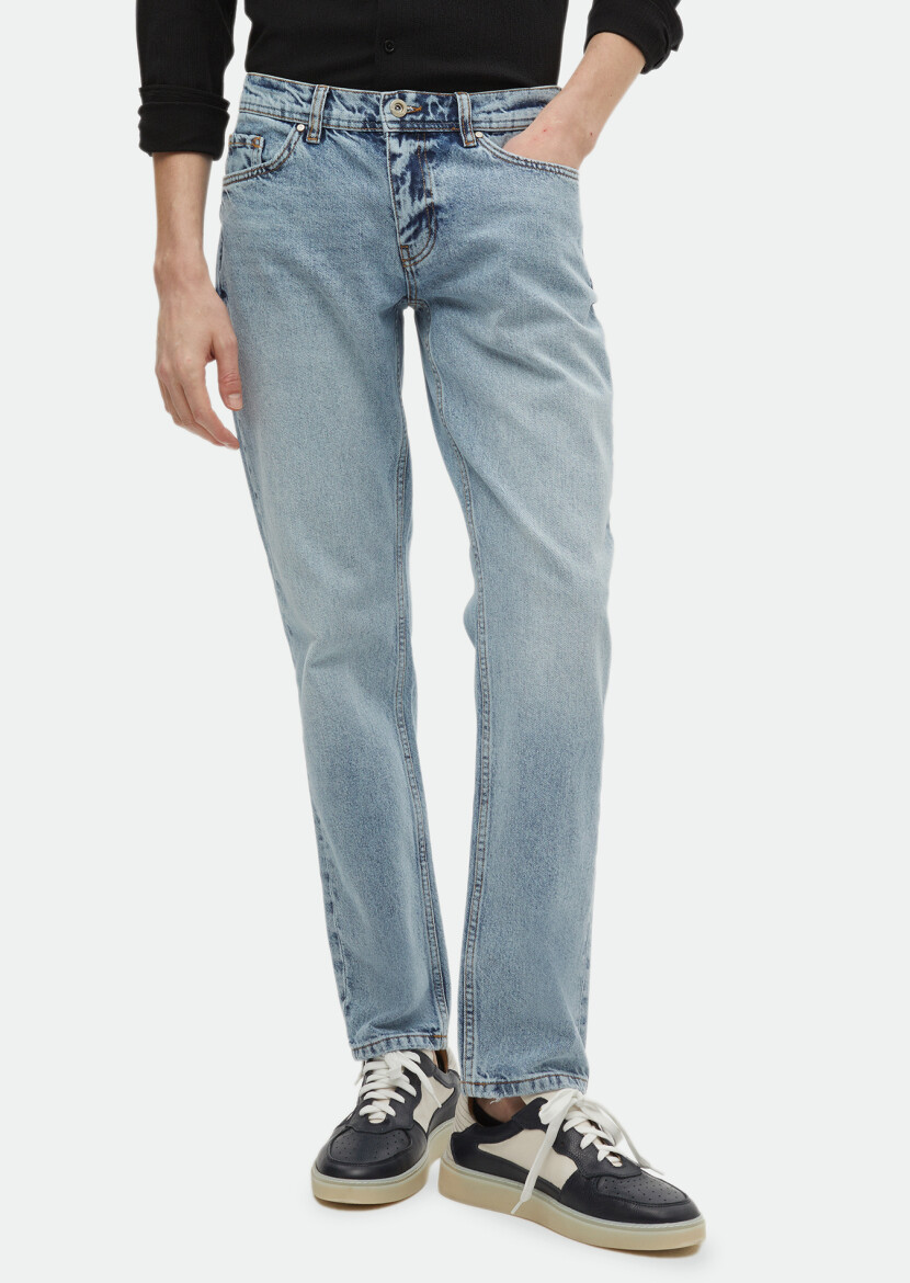 Indigo Regular Fit Denim 100% Cotton Trousers - RAMSEY