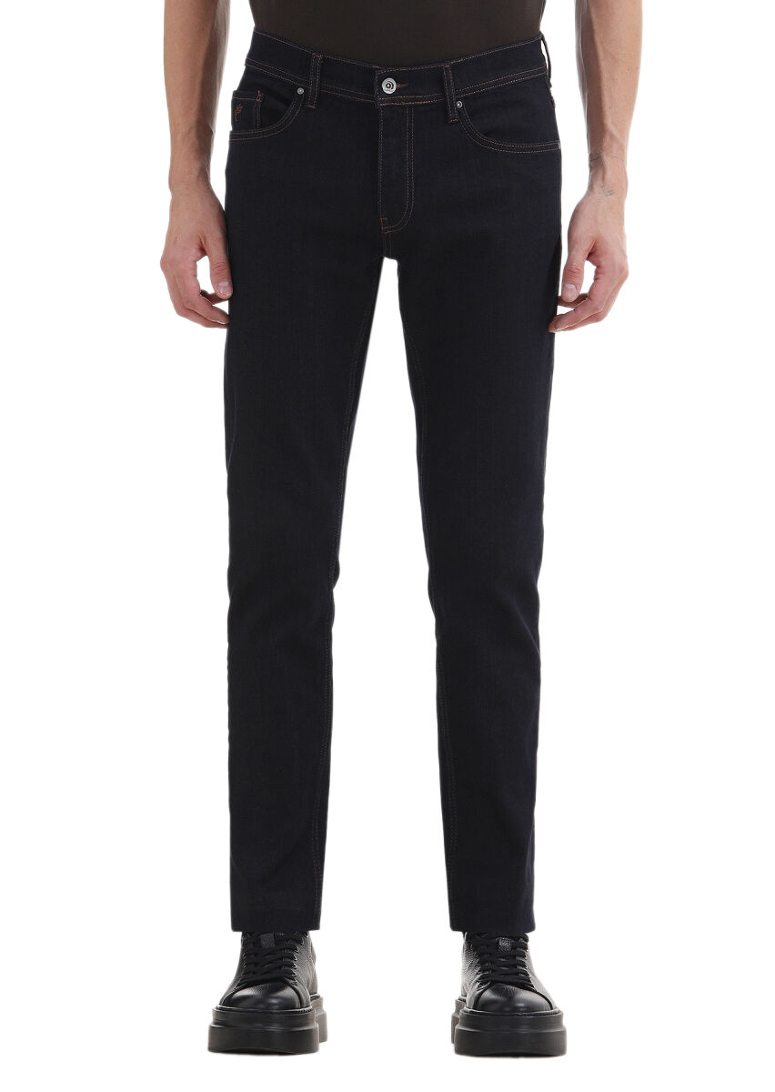 Indigo Regular Fit Denim Cotton Blended Trousers - 2