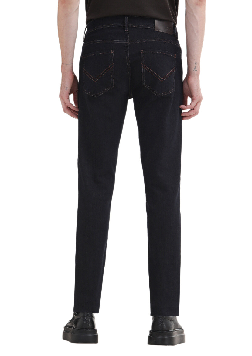 Indigo Regular Fit Denim Cotton Blended Trousers - 4