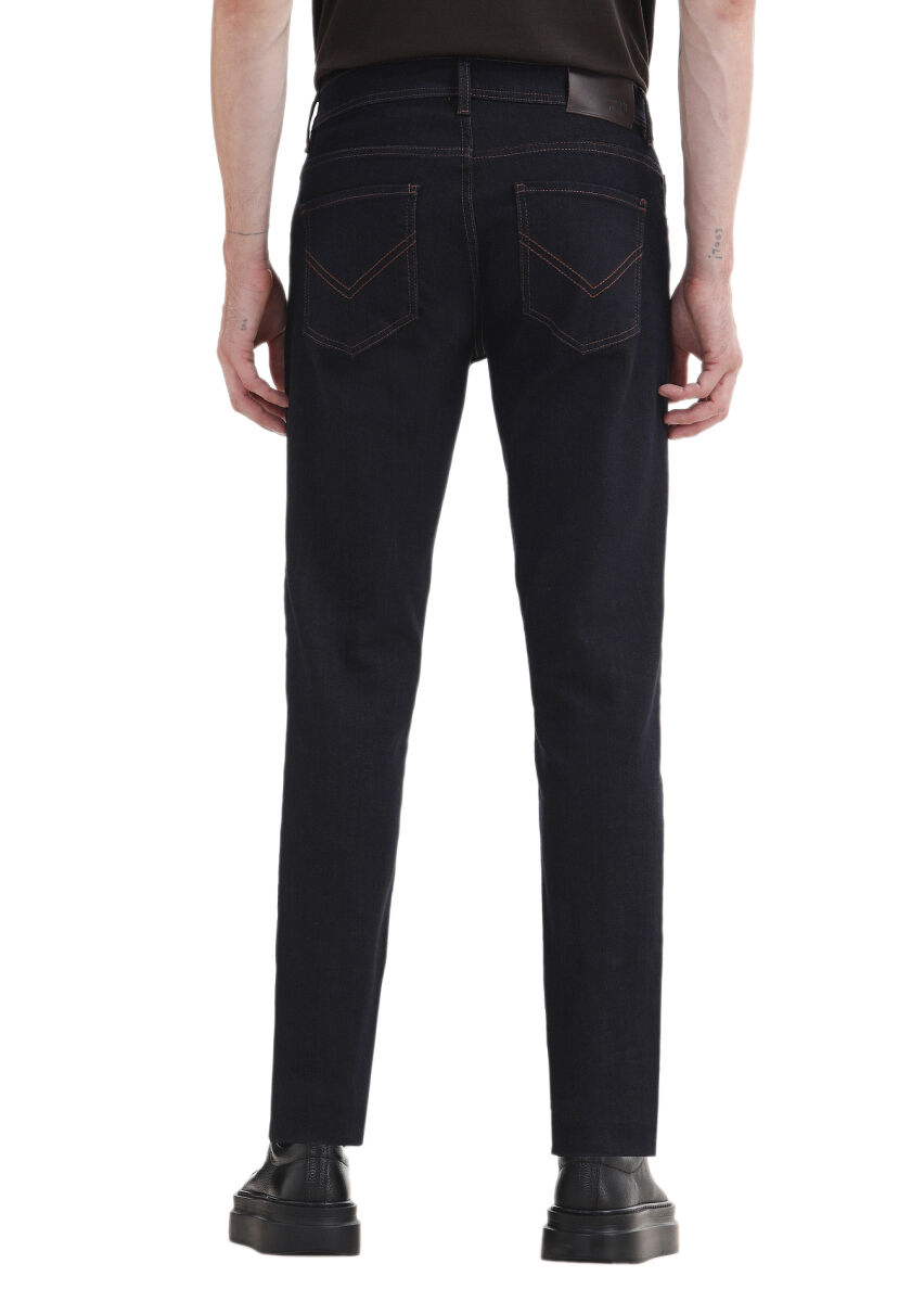Indigo Regular Fit Denim Cotton Blended Trousers - 4