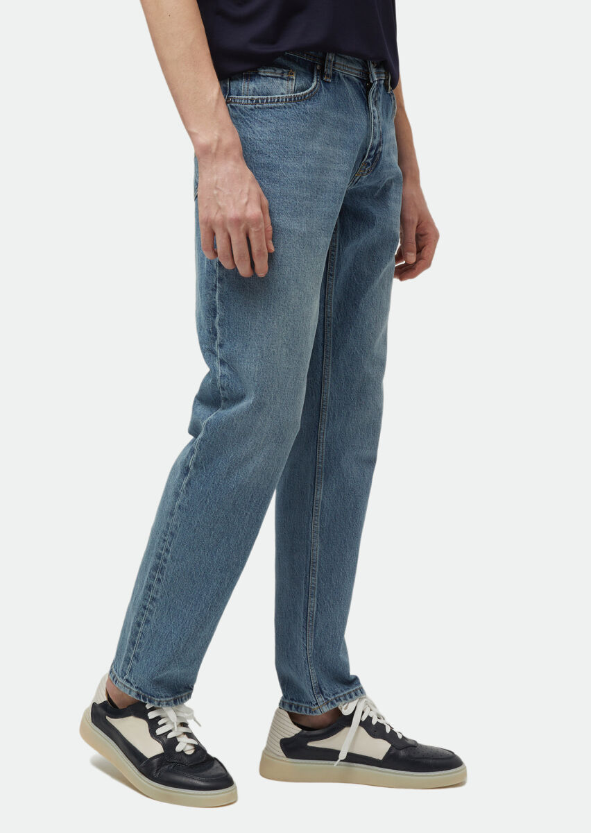 Indigo Regular Fit Denim Cotton Blended Trousers - 3