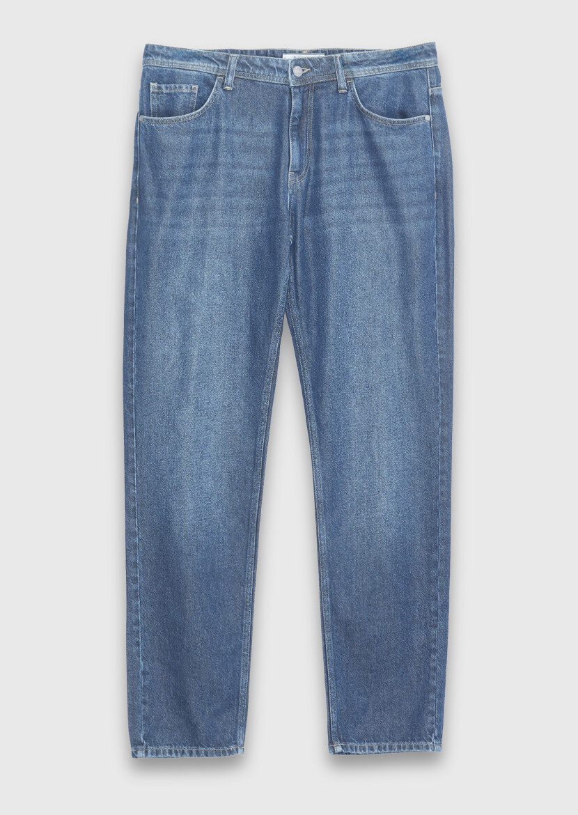 Indigo Regular Fit Denim Cotton Blended Trousers - 5