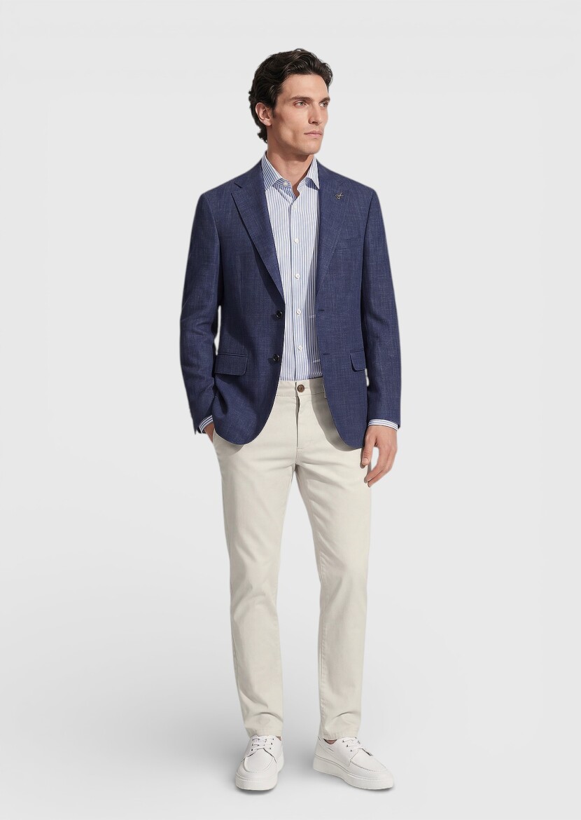 İndigo Regular Fit İpek Karışımlı Ceket - 4