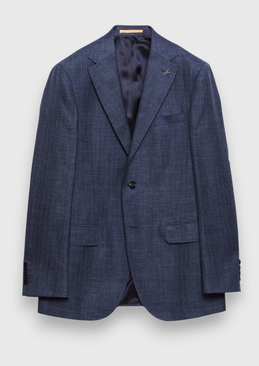 Indigo Regular Fit Silk Blended Jacket - 6