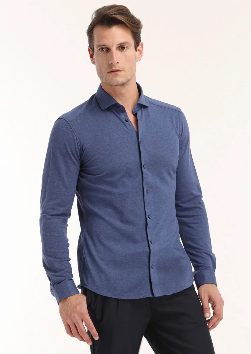 İndigo Slim Fit Casual %100 Pamuk Gömlek - 2