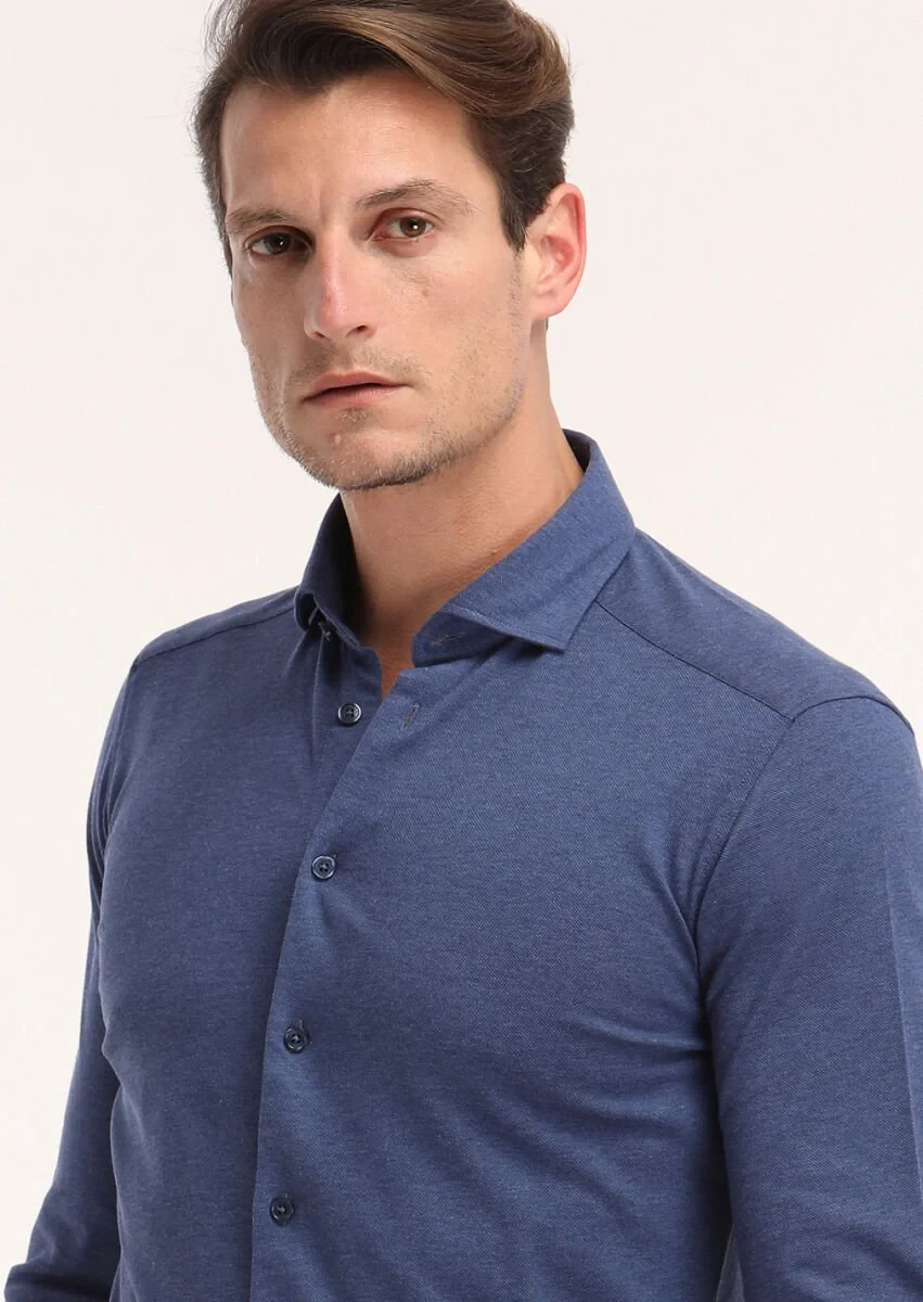 İndigo Slim Fit Casual %100 Pamuk Gömlek - 3