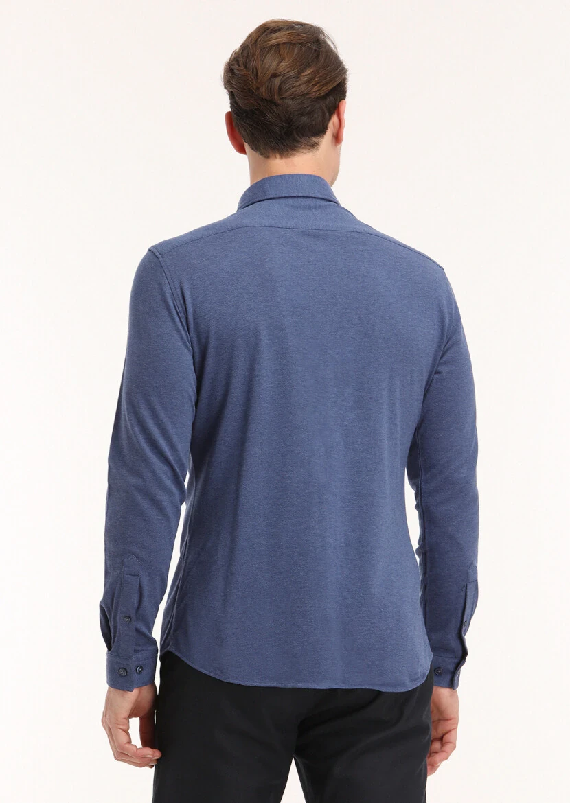 İndigo Slim Fit Casual %100 Pamuk Gömlek - 4
