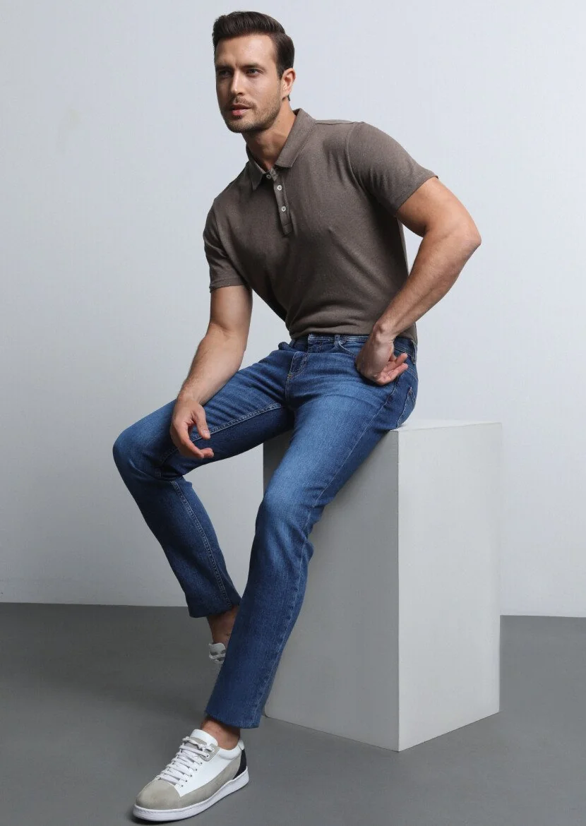 Indigo Slim Fit Denim Cotton Blended Trousers - 2