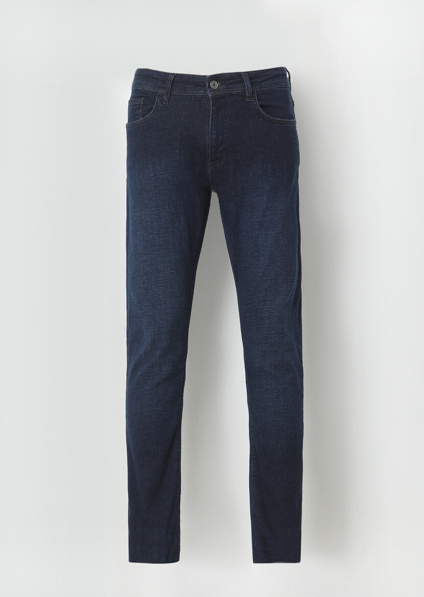 Indigo Slim Fit Denim Cotton Blended Trousers - 5