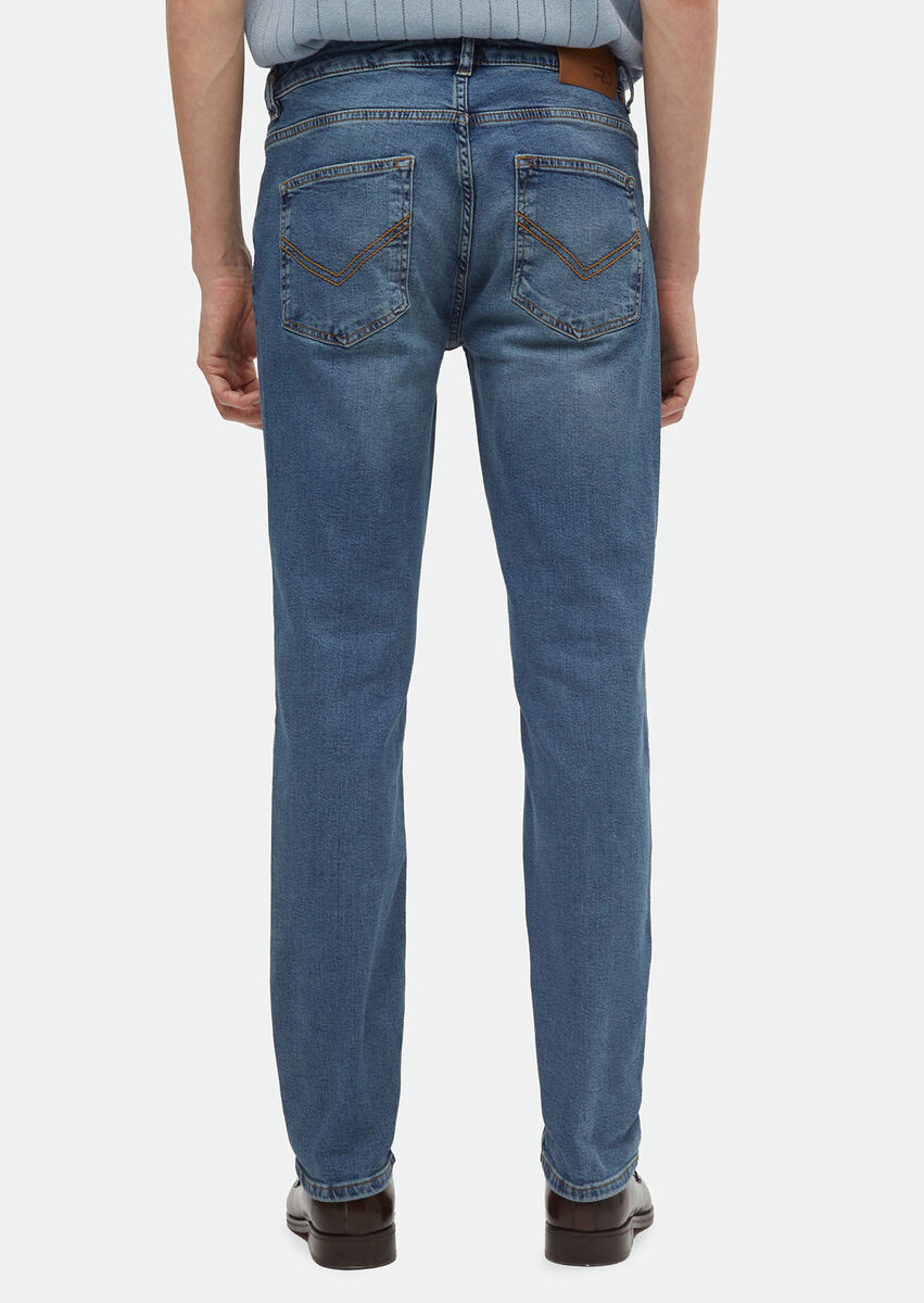 Indigo Slim Fit Denim Cotton Blended Trousers - 6