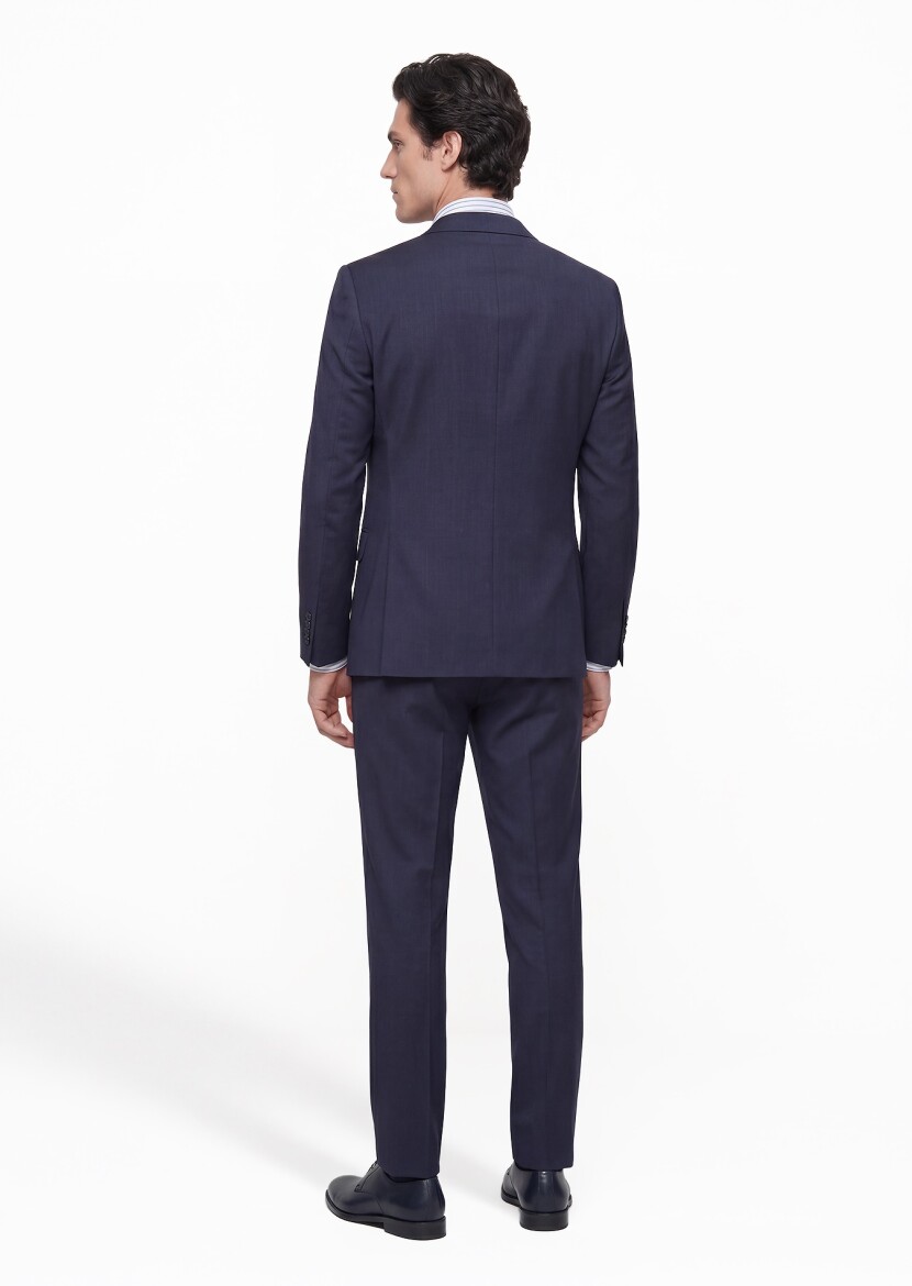 Indigo Striped Modern Fit Wool Blended Suit - 5