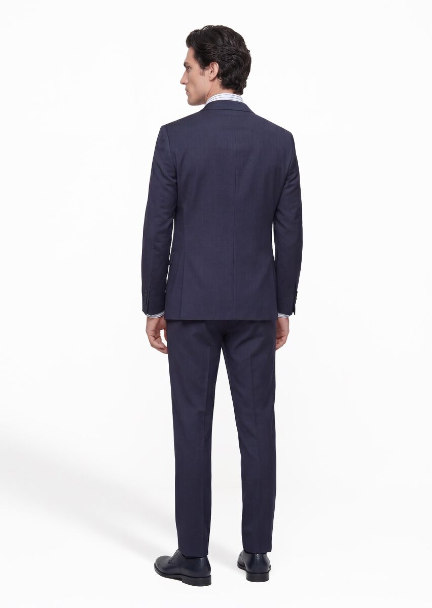 Indigo Striped Modern Fit Wool Blended Suit - 5
