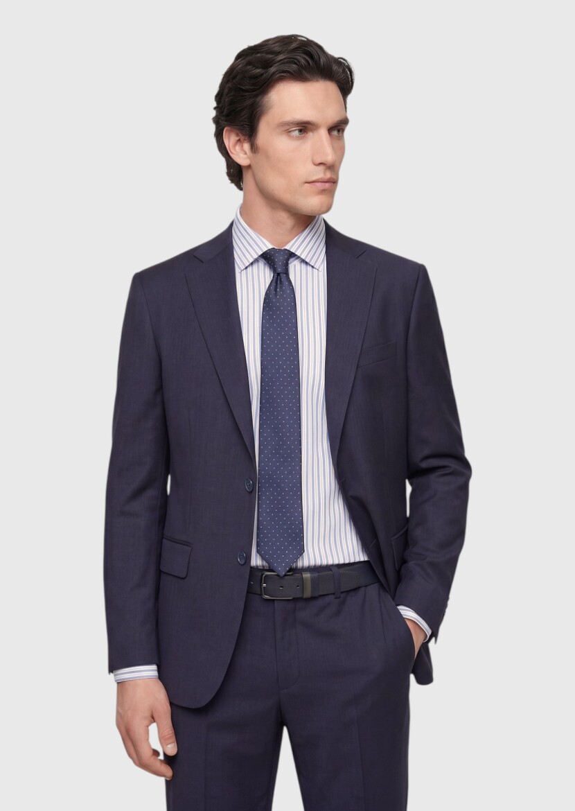Indigo Striped Modern Fit Wool Blended Suit - 4