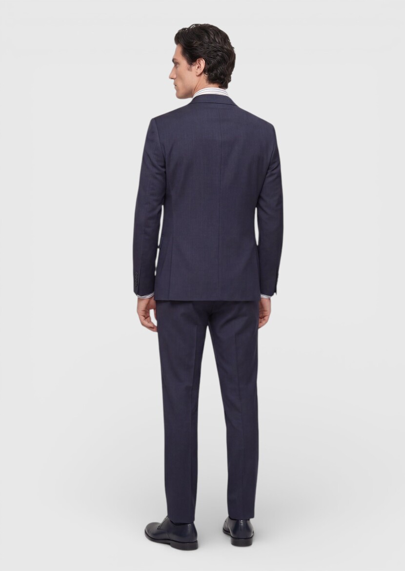 Indigo Striped Modern Fit Wool Blended Suit - 5