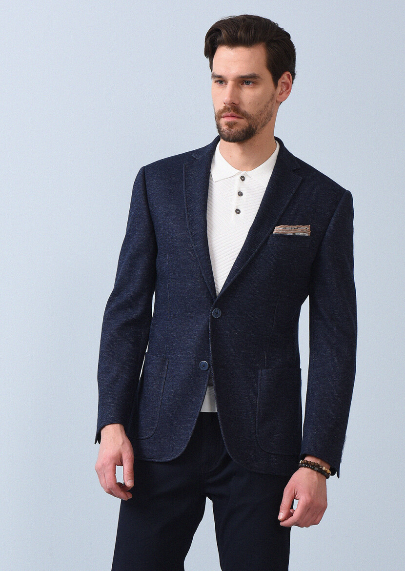 Indigo Striped Zeroweight Slim Fit 100% Cotton Jacket - 2