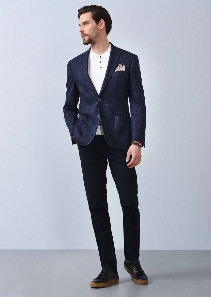 Indigo Striped Zeroweight Slim Fit 100% Cotton Jacket - 1