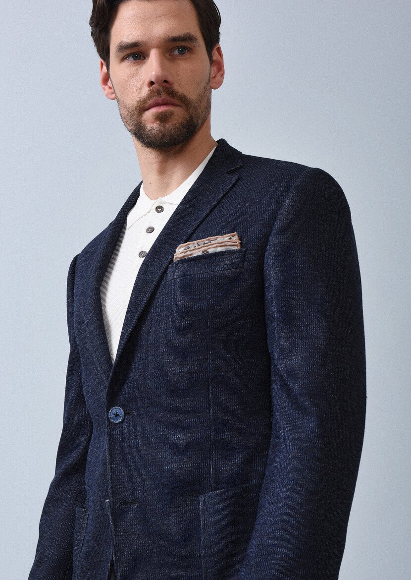 Indigo Striped Zeroweight Slim Fit 100% Cotton Jacket - 2
