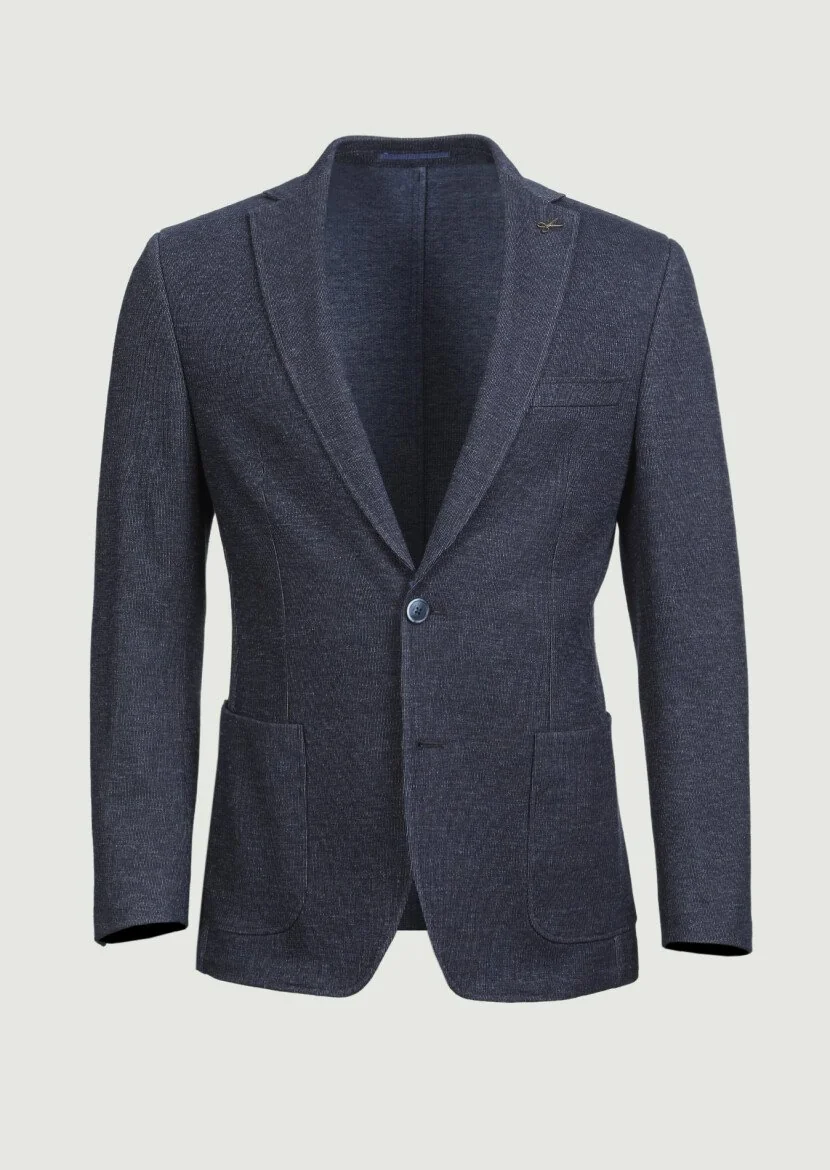 Indigo Striped Zeroweight Slim Fit 100% Cotton Jacket - 6