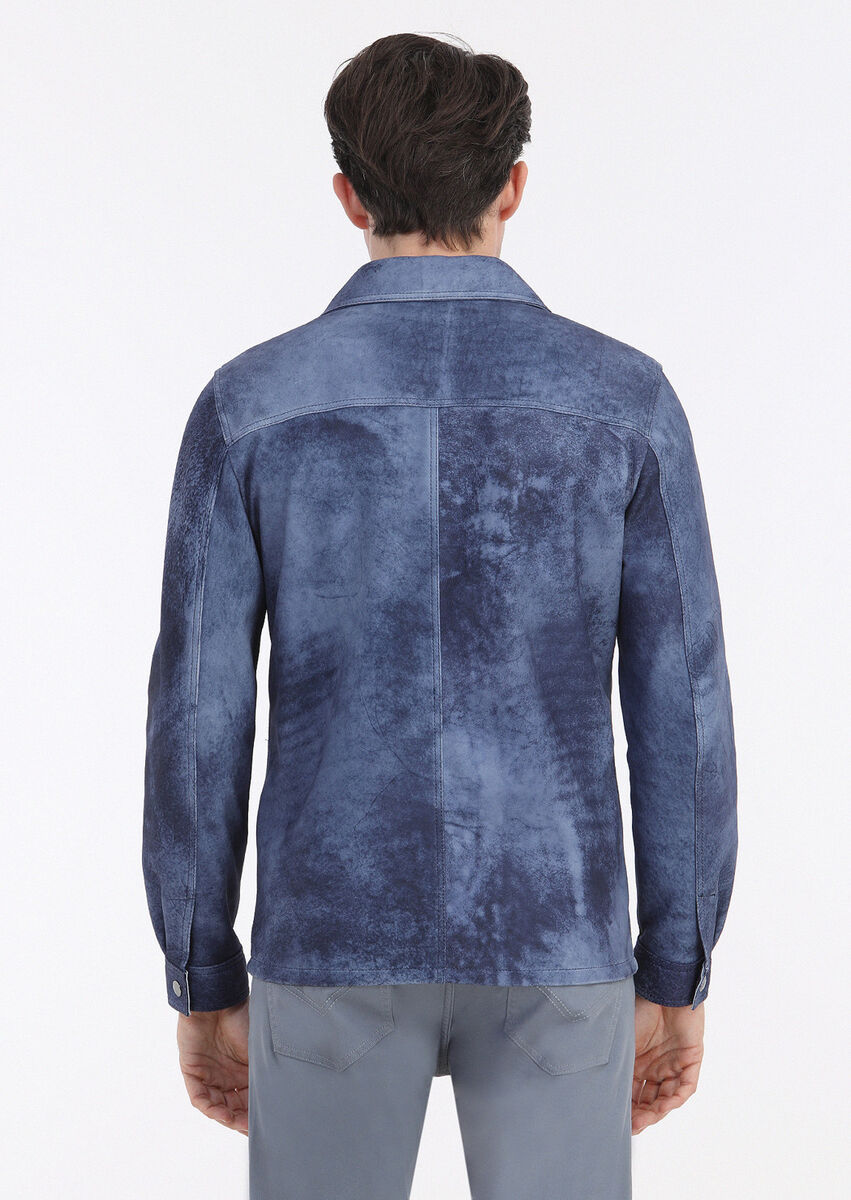 Indigo Suede Leather Coat - 6