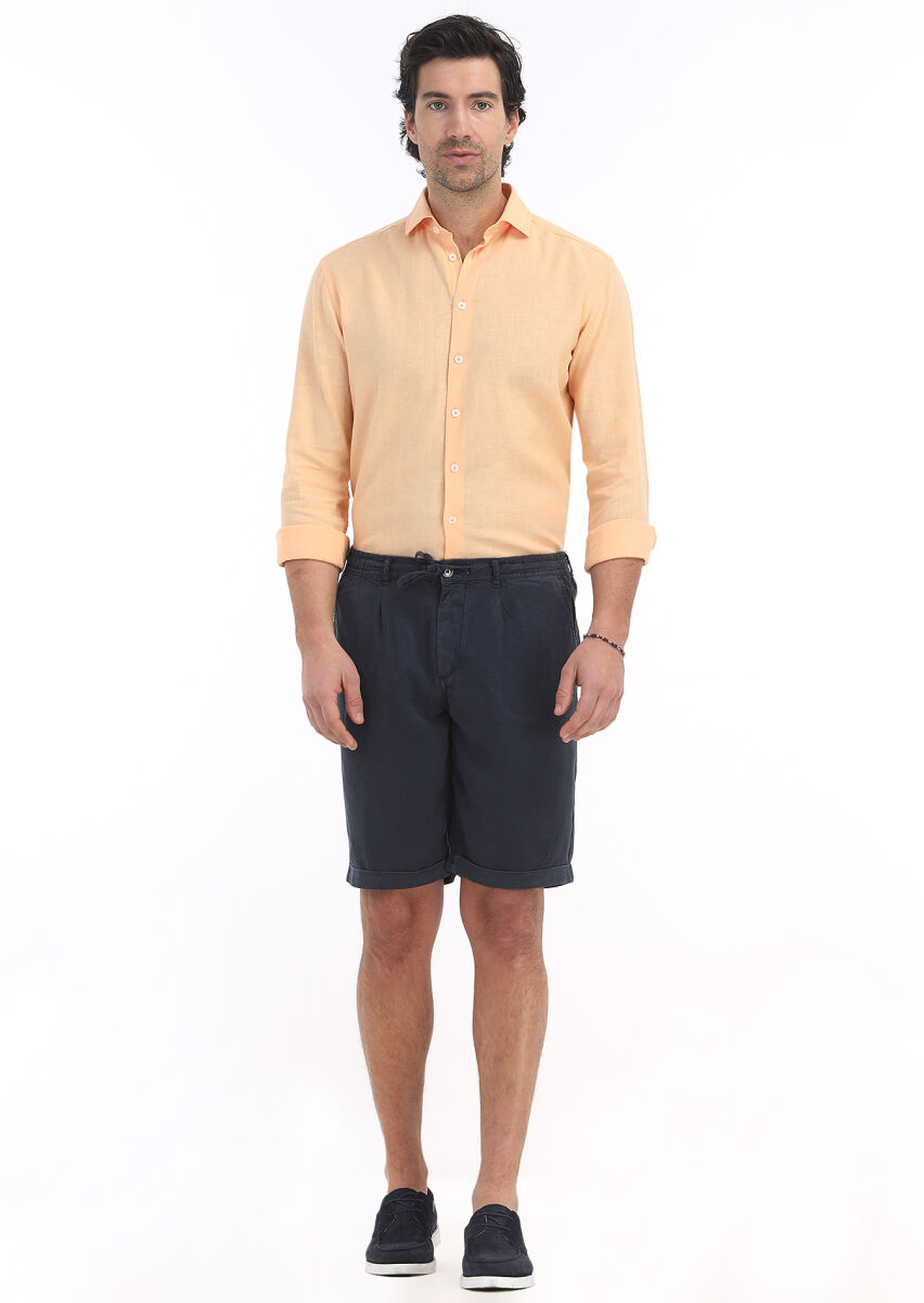 Indigo Weaving Jogging Fit Casual Bermuda - 1