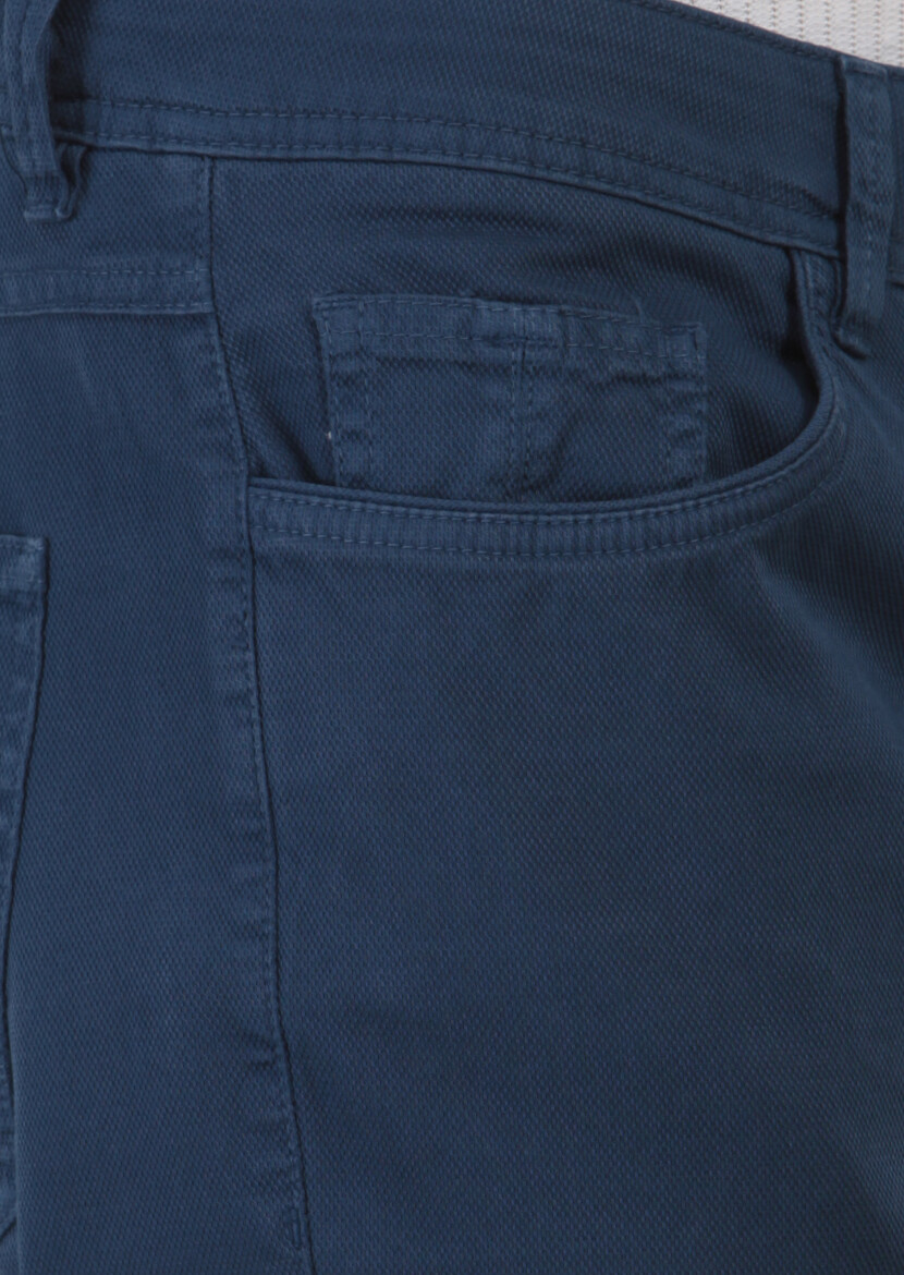Indigo Weaving Slim Fit Casual Cotton Blended Trousers - 3
