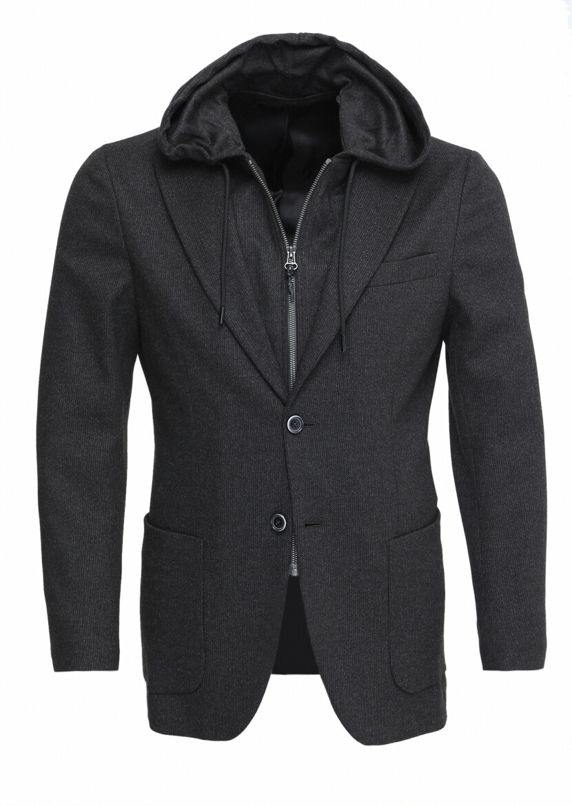 Kahverengi Çizgili Comfort Fit Örme Ceket - 1