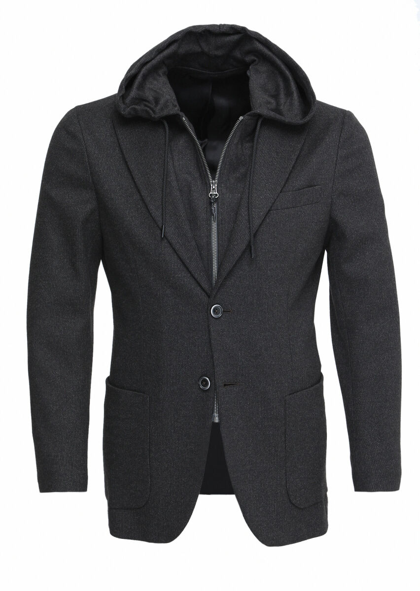 Kahverengi Çizgili Comfort Fit Örme Ceket - 1